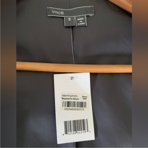 VINCE leather and wool jacket scuba moto tweed jacket gray Black NEW sz SM RARE - Picture 15 of 16